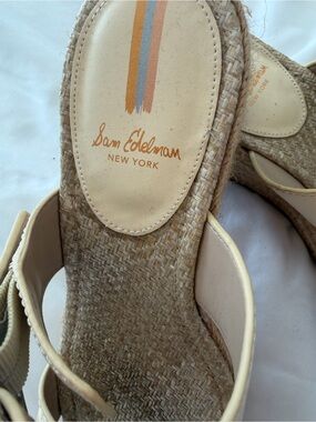 Sam Edelman Cream Espadrille Wedge Sandals with Jute Sole